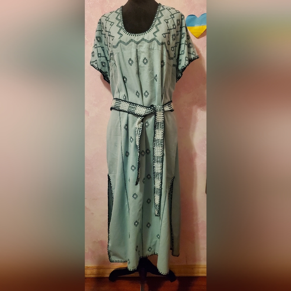 Zara Strapless Teal Dress with White Accents
